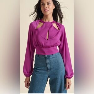 Venus NWT SZ 12 Elegant Women's Fuschia Pink Criss Cross Blouse